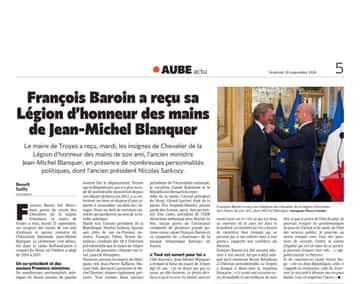 François Baroin a reçu sa Légion d'honneur des mains de Jean-Michel Blanquer