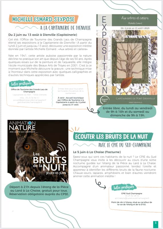 L'Office de Tourisme des Grands Lacs proposent ces évènements de la semaine