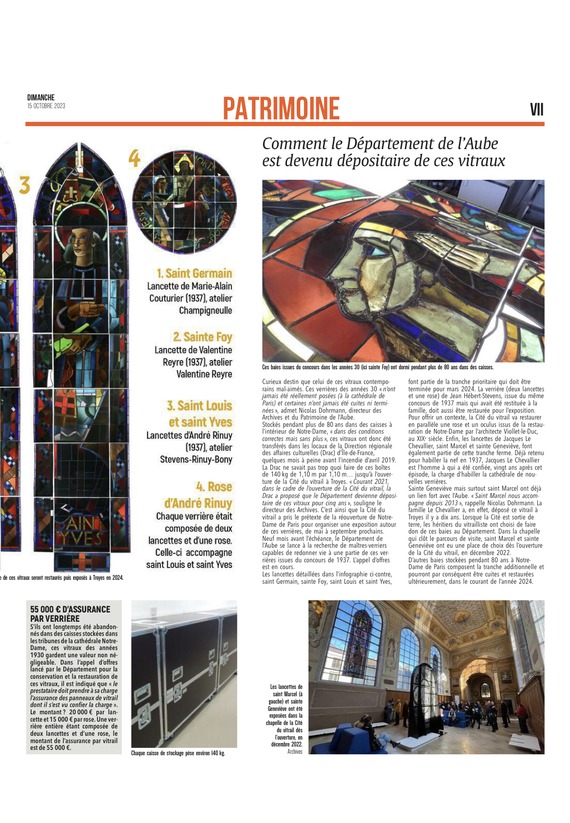 Des vitraux de Notre-Dame de Paris vont retrouver vie à Troyes