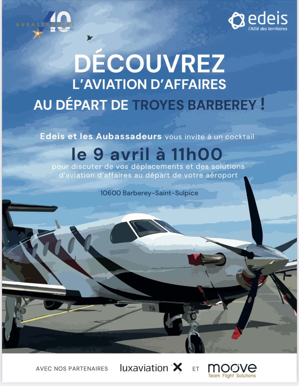 Viens découvrir l'aviation d'affaires au départ de Troyes-Barberey