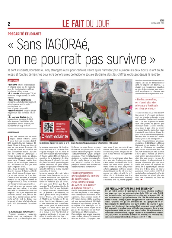 «Sans l’AGORAé, on ne pourrait pas survivre»