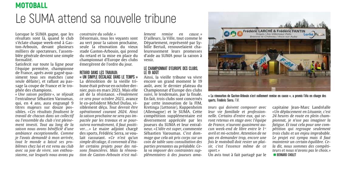 Le SUMA attend sa nouvelle tribune