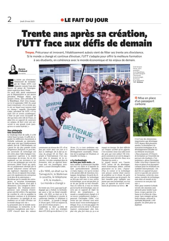 « Le monde a changé et trente ans après, l’UTT est toujours là !»