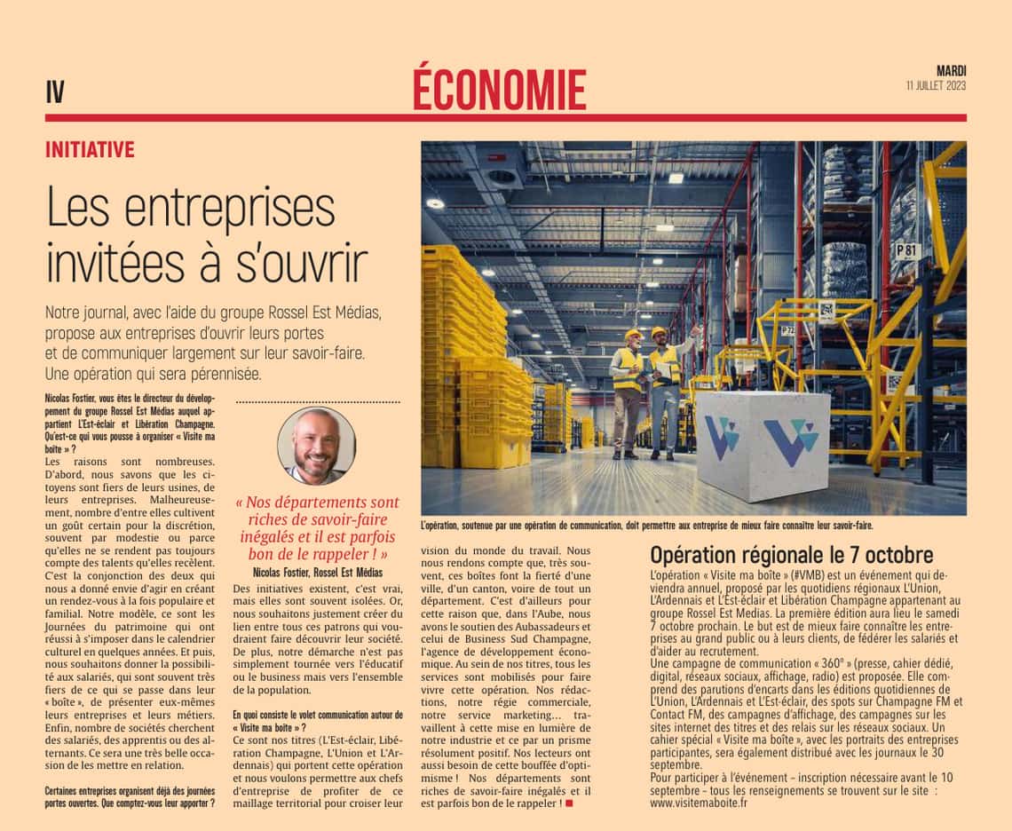 «Visite ma boîte» : les entreprises invitées à s’ouvrir le 7 octobre.