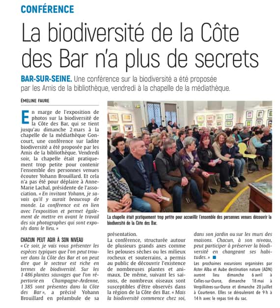 La biodiversité de la Côte des Bar n'a plus de secrets.
