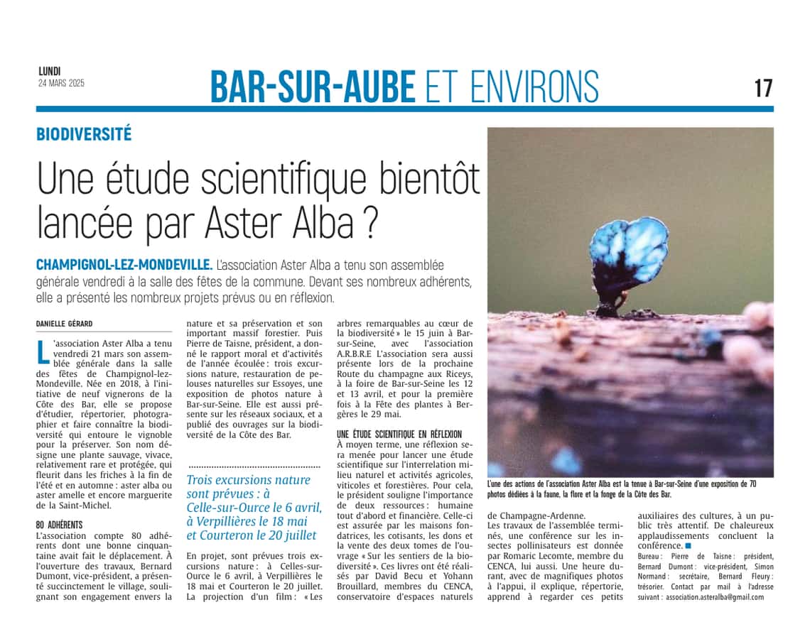 Une étude scientifique bientôt lancée par Aster Alba ?