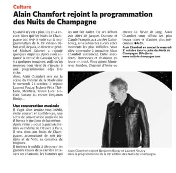 Alain Chamfort rejoint la programmation des Nuits de Champagne 2026 à Troyes