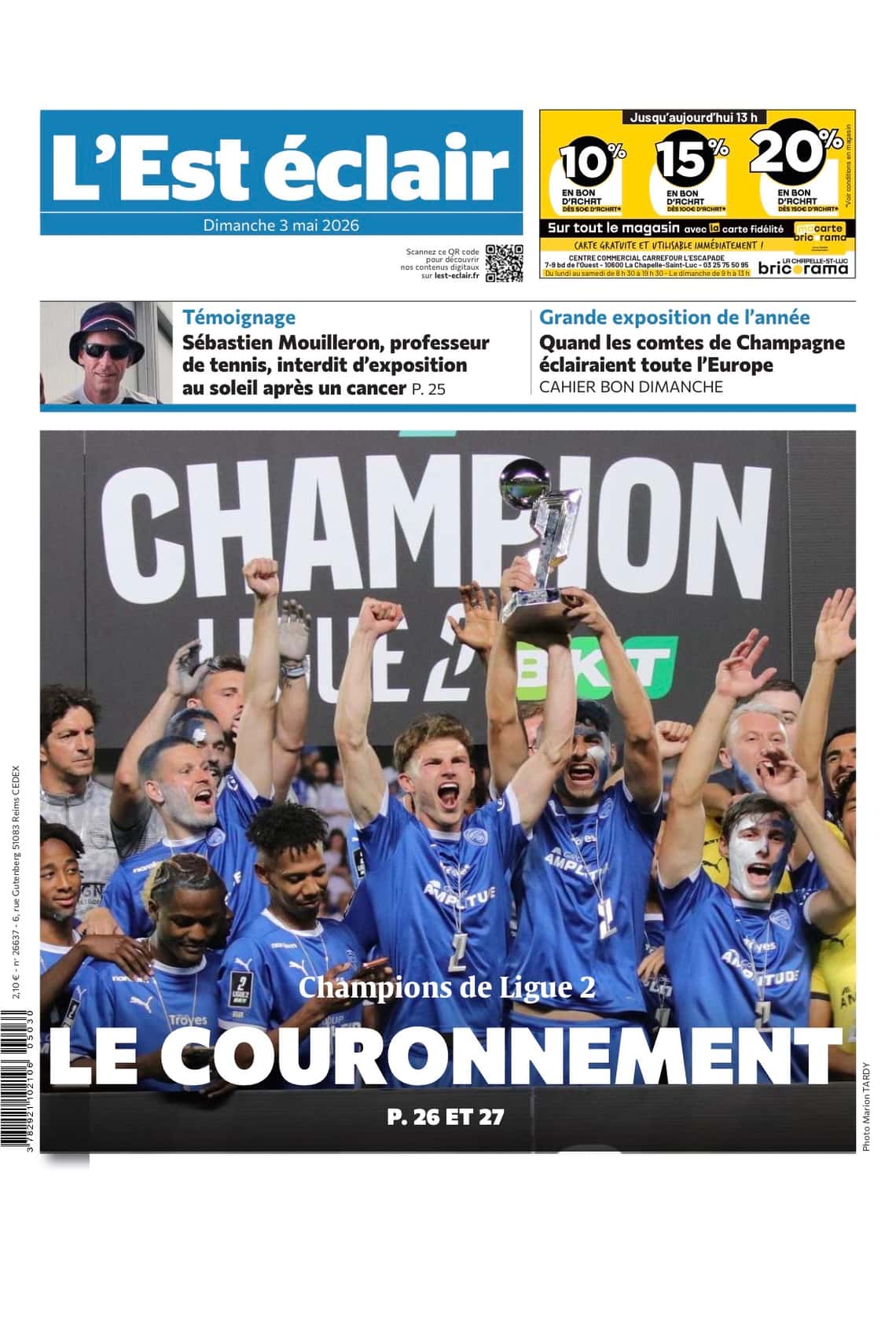 Troyes sacré champion de France de Ligue 2 ce samedi 2 mai 2026