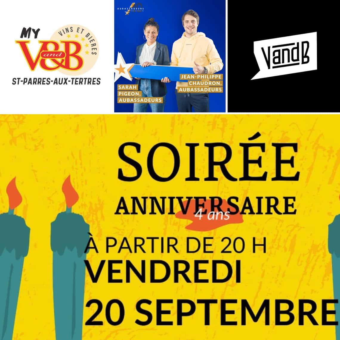 Jean et Sarah fêtent les 4 ans de leur V & B de St Parres !