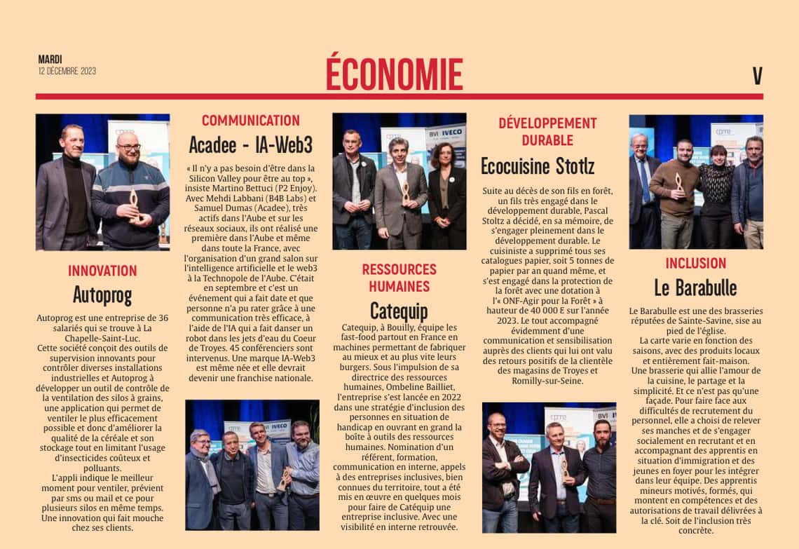 Trophées de la performance 2023, Ecocuisine récompensés.