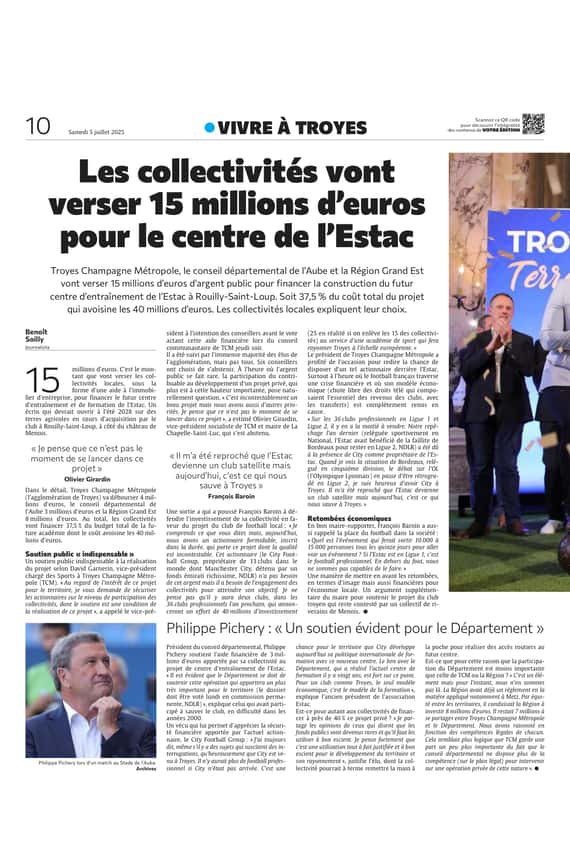 Les collectivités vont verser 15 millions d’euros pour l'ESTAC.