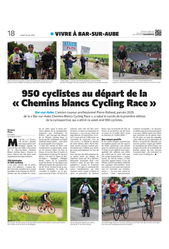 950 cyclistes au départ de la « Bar-sur-Aube Chemins Blancs Cycling Race »