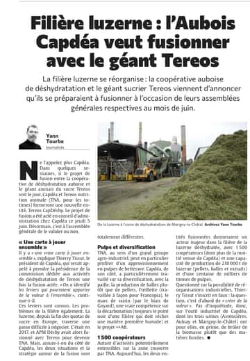 Filière luzerne : l’Aubois Capdéa fusionne avec le géant Tereos