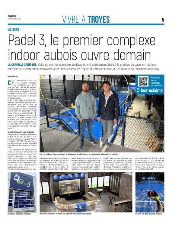 Padel 3 le premier complexe indoor aubois ouvre à La Chapelle-Saint-Luc