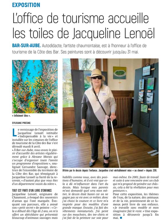 Jacqueline Lenoël expose à l’office de tourisme de Bar-sur-Aube