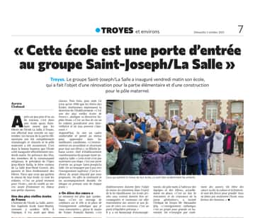 « Cette école, est une porte d’entrée dans le groupe Saint-Joseph/La Salle »