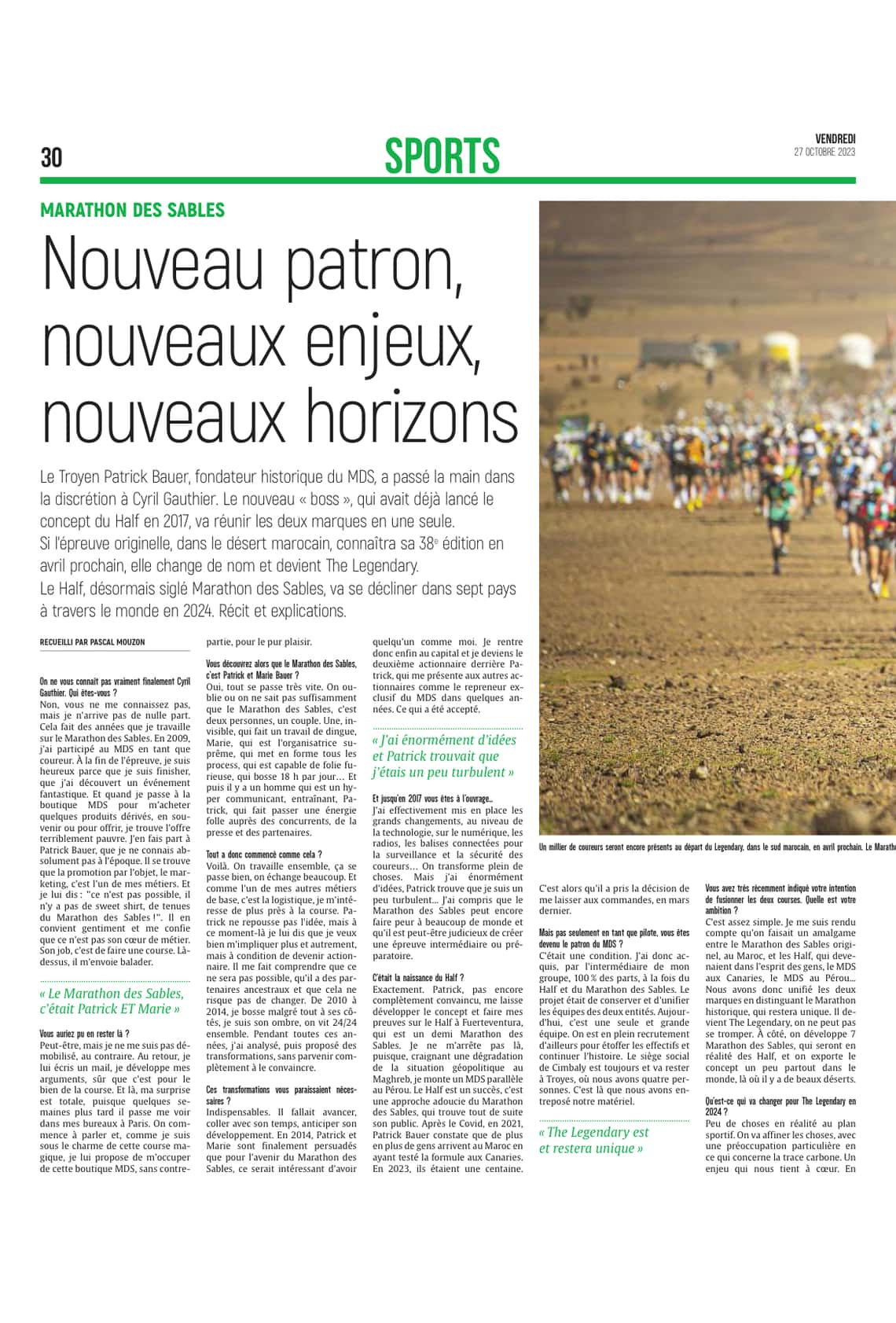 Marathon des Sables: nouveau patron, nouveaux enjeux, nouveaux horizons...