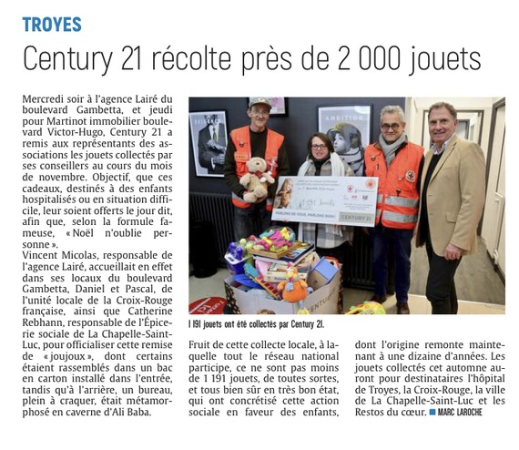 Century 21 récolte près de 2000 jouets.