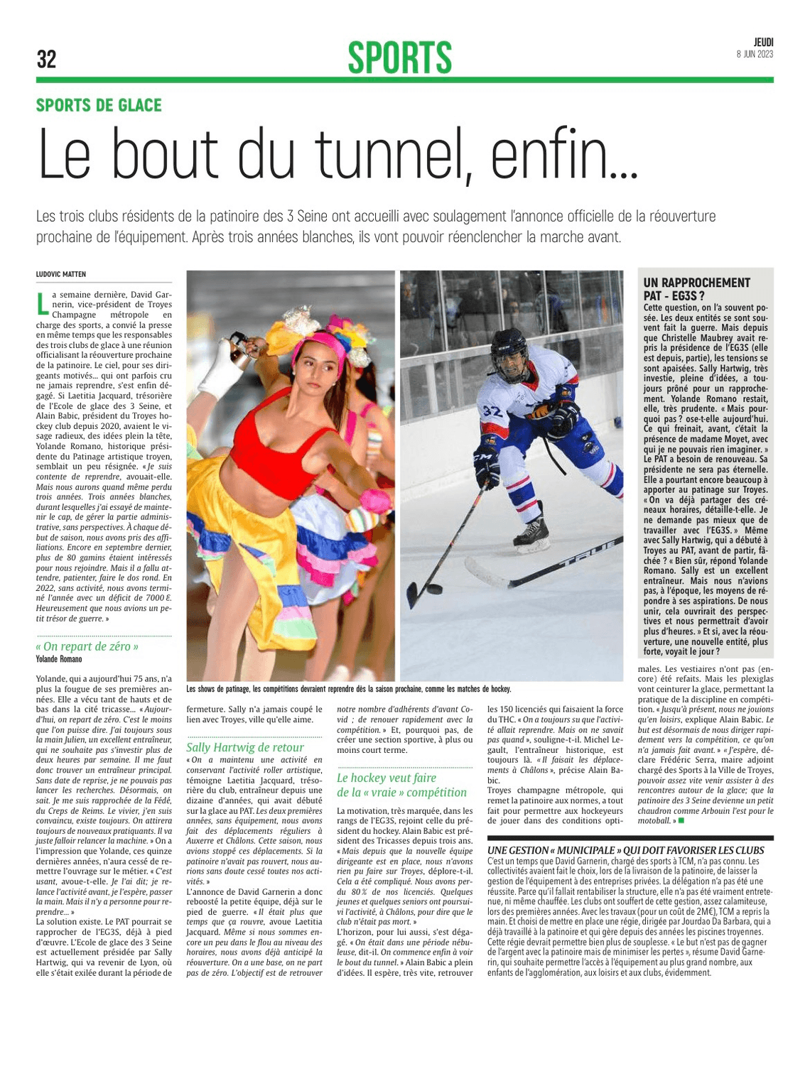 Réouverture de la patinoire, le bout du tunnel pour les sports de glace.
