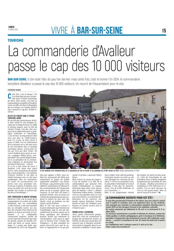 La commanderie templière d’Avalleur passe le cap des 10 000 visiteurs