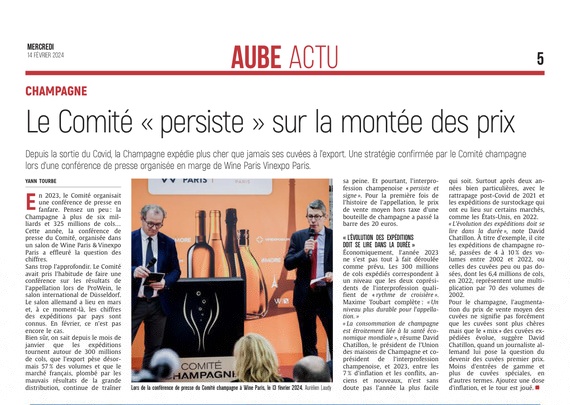 Le Comité champagne « persiste et signe » sur la montée des prix