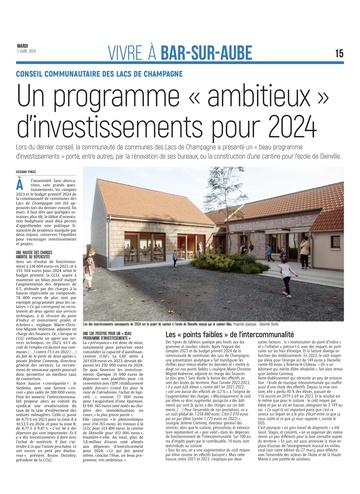 Un programme d’investissements « ambitieux » en 2024
