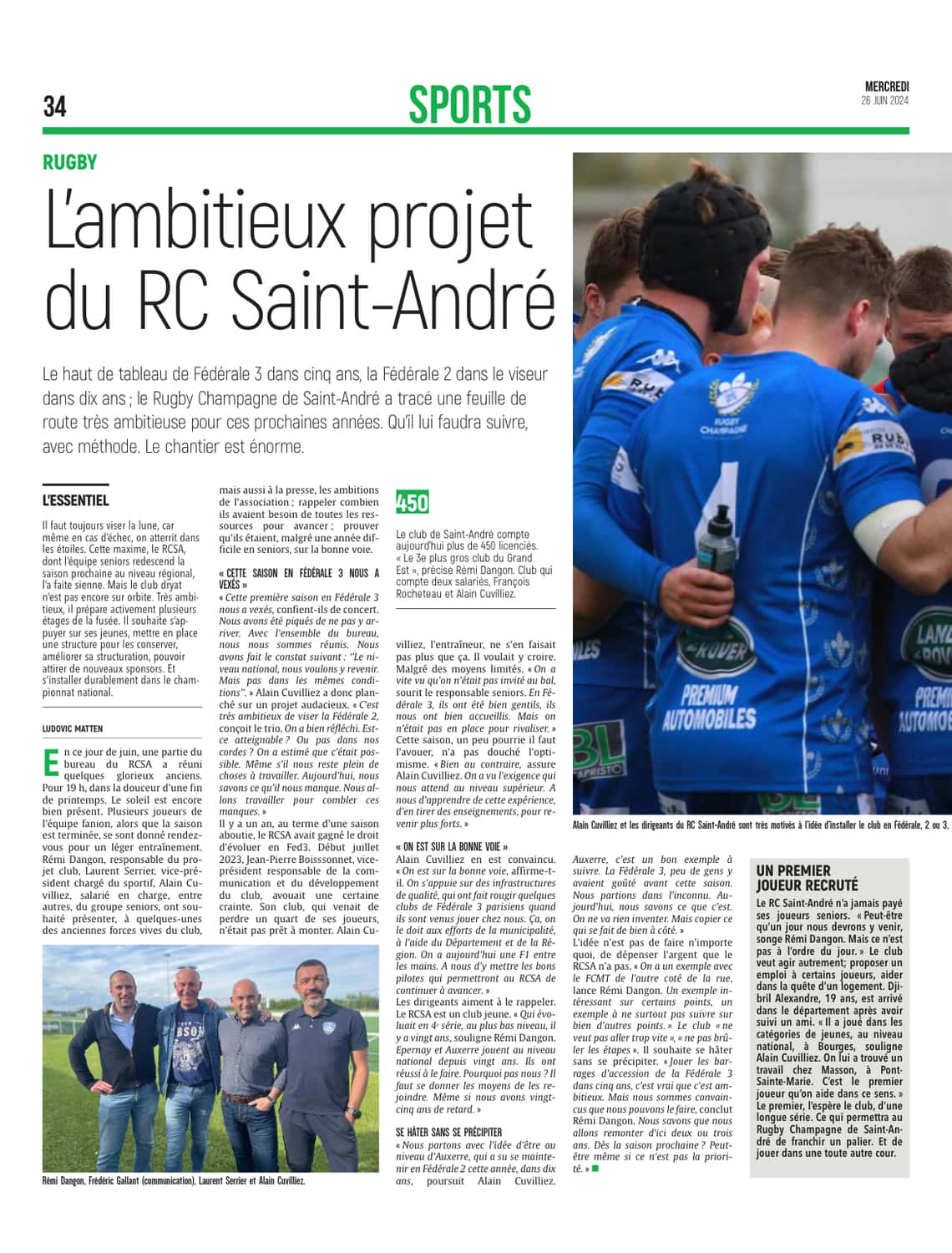 L’ambitieux projet du Rugby Champagne de Saint-André