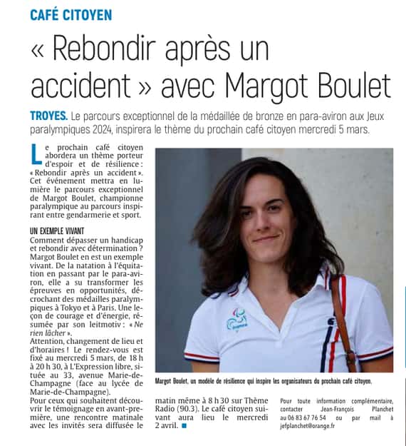 « Rebondir après un accident » avec Margot Boulet à Troyes