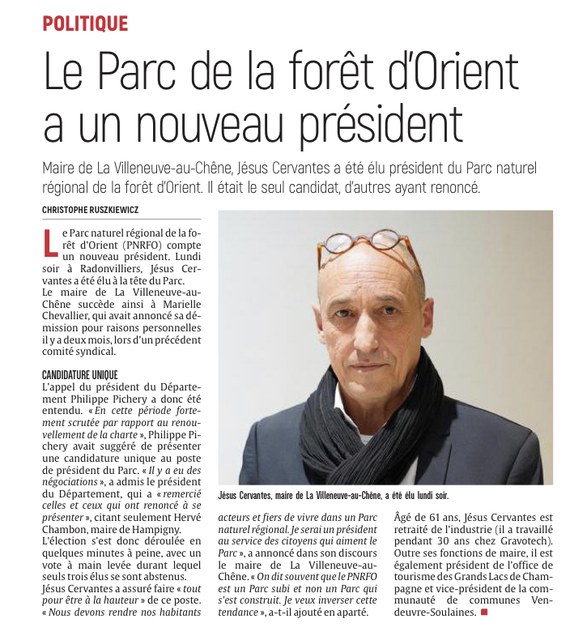 Le Parc de la forêt d’Orient a un nouveau président