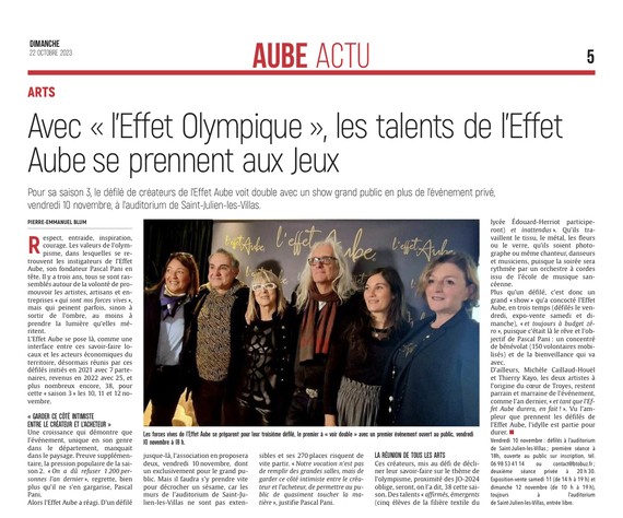 Avec «l'Effet Olympique», les talents de l'Effet Aube se prennent aux Jeux