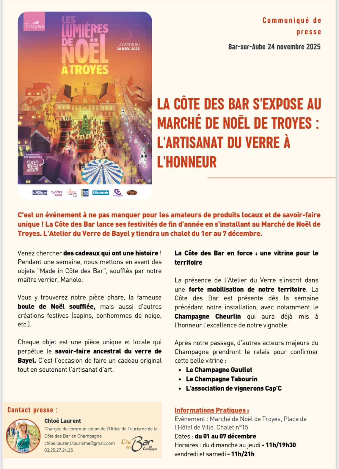 La Côte des Bar s'expose au Marché de Noël de Troyes