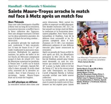 Sainte Maure-Troyes arrache le match nul face à Metz après un match fou
