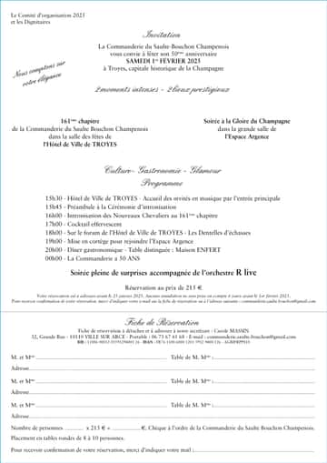 50 ans de la Commanderie du Saulte Bouchon : l'organisation.