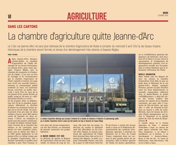 La chambre d’agriculture quitte la rue Jeanne-d’Arc cette semaine