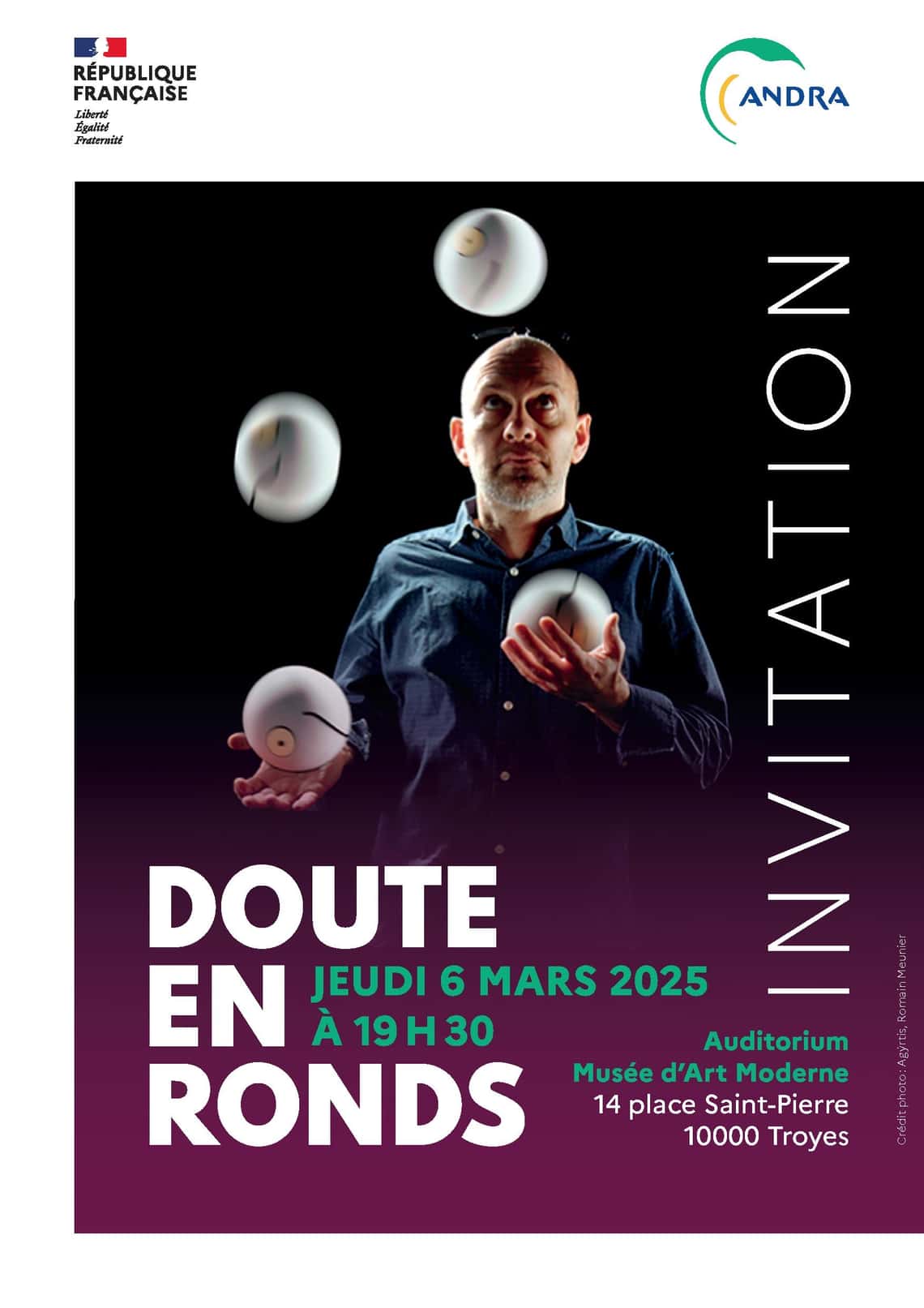 Evènement ANDRA, Doute en ronds conçu et interprété par Romain Meunier.