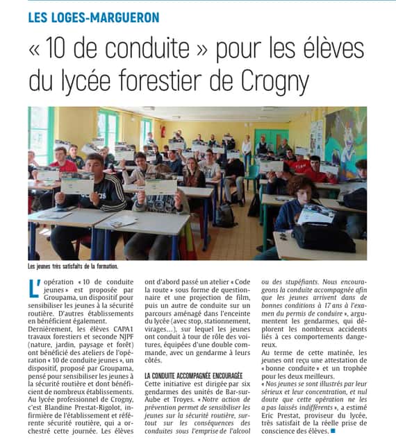 « 10 de conduite » pour les élèves du lycée forestier de Crogny