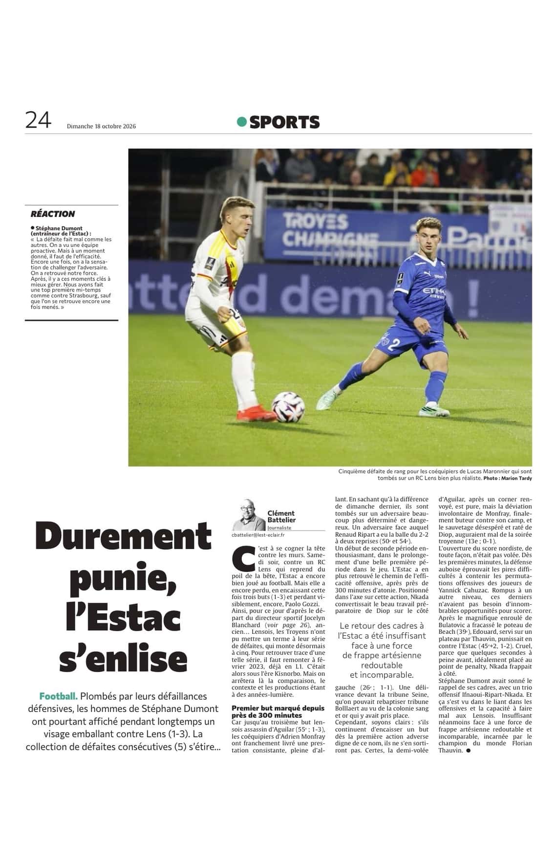 Durement punie, l'Estac s'enlise