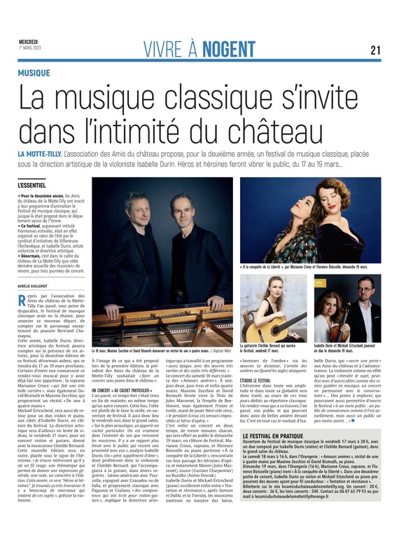 La musique Classique s'invite dans l'intimité du château.