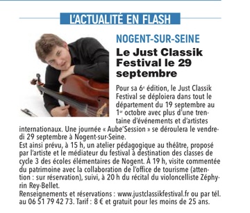 Le just Classik Festival, le 29 septembre à Nogent-sur-Seine