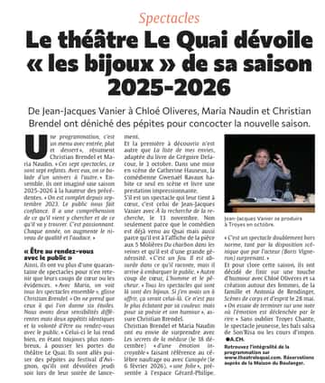 Le théâtre Le Quai dévoile « les bijoux » de sa saison 2025-2026