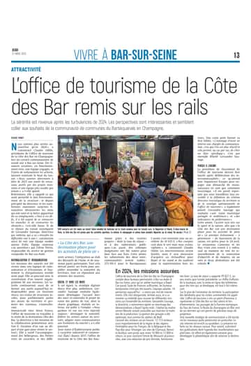 L’office de tourisme de la Côte des Bar en Champagne remis sur les rails