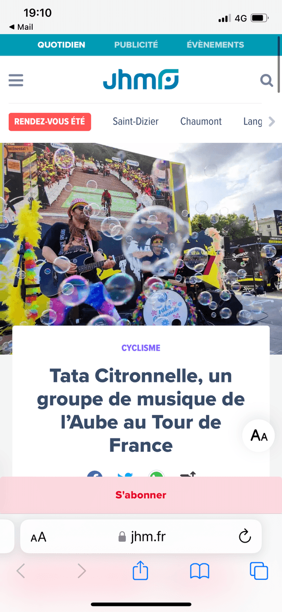 Tata Citronnelle, un groupe de musique de l’Aube au Tour de France