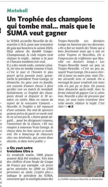 Un Trophée des champions qui tombe mal... mais que le SUMA veut gagner