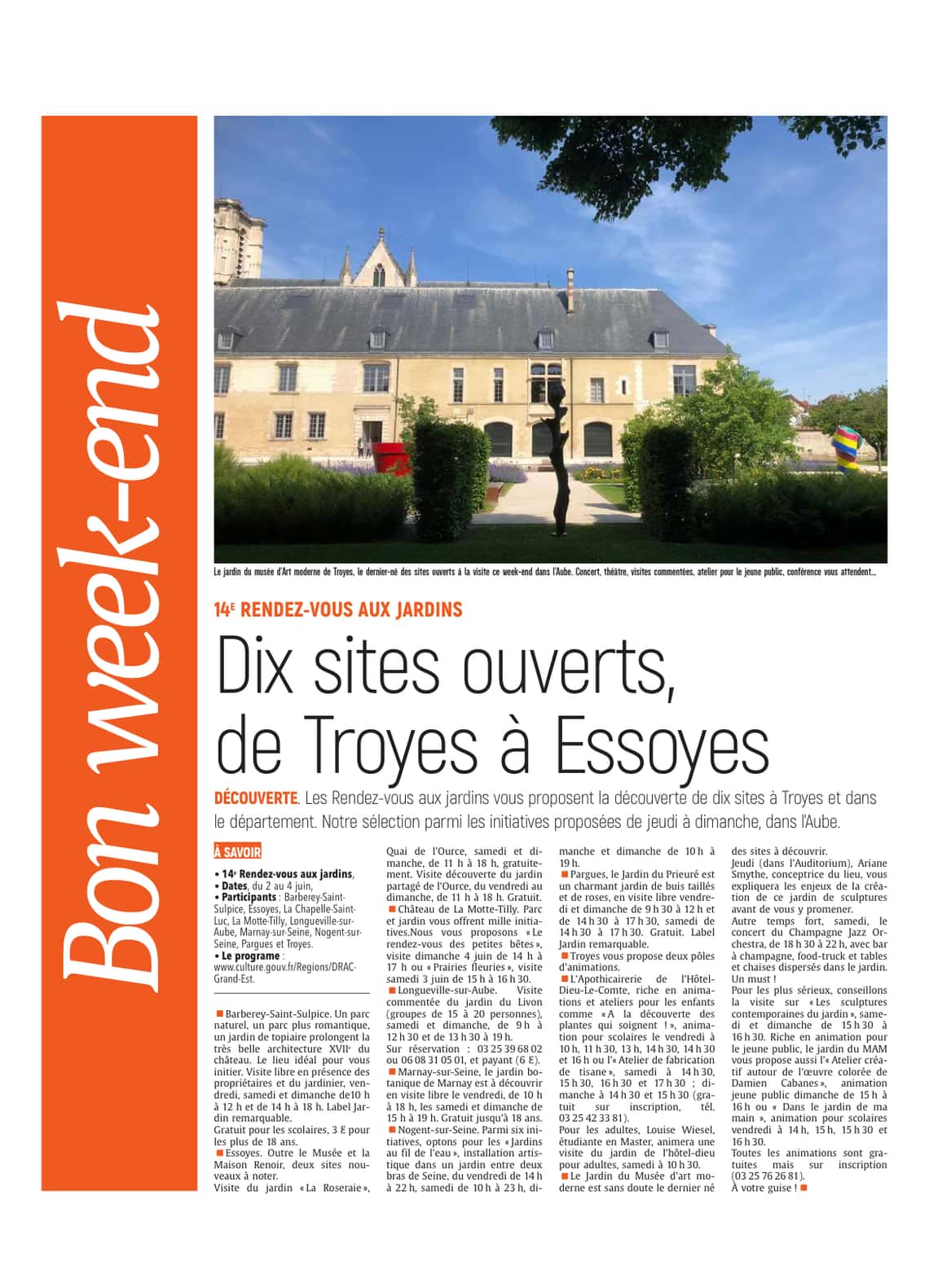 14e Rendez-vous aux jardins : dix sites ouverts, de Troyes à Essoyes.