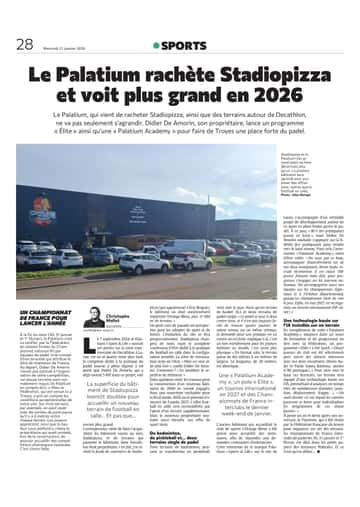 Le Palatium, complexe de padel de Troyes, rachète Stadiopizza !