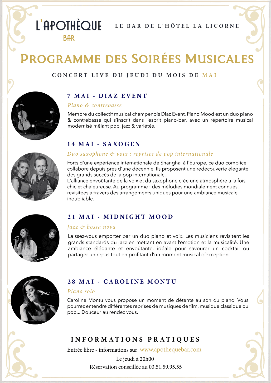 ́  - Programme de Mai à l'Apothèque Bar 