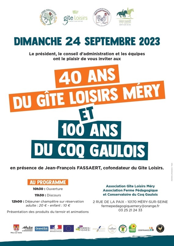Viens fêter les 100 ans du Coq Gaulois ce dimanche 24 septembre.