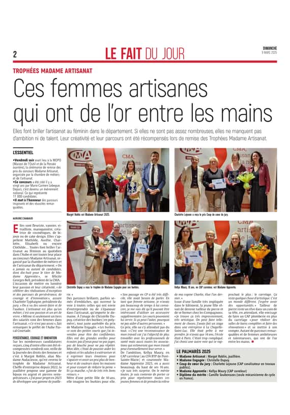 Ces femmes de l’Aube qui ont de l’or entre les mains.