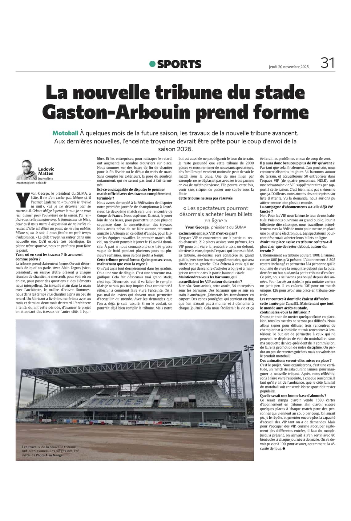 La nouvelle tribune du stade Gaston-Arbouin prend forme