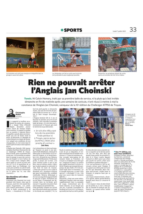 Tournoi Tennis ATP de Troyes